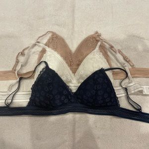 3 pairs of floral bralettes